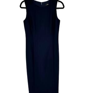NWOT J.Crew Sheath Dress Sz 2 Navy Sleeveless Knee Length Back Zip Career Office